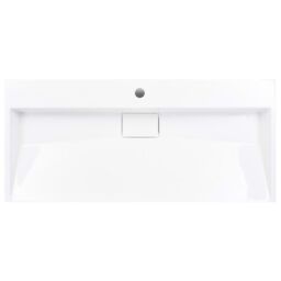 Berkfield Home Wash Basin 100x46x11 cm Mineral Cast/Marble Cast White - Size: 100 x 46 x 11 cm - thumbnail 4