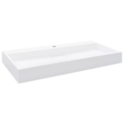 Berkfield Home Wash Basin 100x46x11 cm Mineral Cast/Marble Cast White - Size: 100 x 46 x 11 cm - thumbnail 2