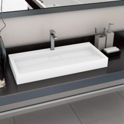 Berkfield Home Wash Basin 100x46x11 cm Mineral Cast/Marble Cast White - Size: 100 x 46 x 11 cm