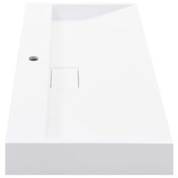 Berkfield Home Wash Basin 100x46x11 cm Mineral Cast/Marble Cast White - Size: 100 x 46 x 11 cm - thumbnail 5