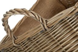 Red Hamper Wicker Antique Wash Rectangular Hessian Lined Basket in Brown - thumbnail 4