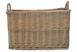 Red Hamper Wicker Antique Wash Rectangular Hessian Lined Basket in Brown - thumbnail 3