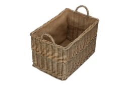 Red Hamper Wicker Antique Wash Rectangular Hessian Lined Basket in Brown - thumbnail 2