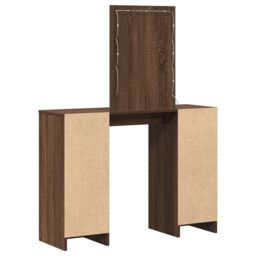 Berkfield Home Dressing Table with LED Lights¬†Brown Oak 102x33x135 cm in Brown - Size: 102 x 33 x 135 cm - thumbnail 7