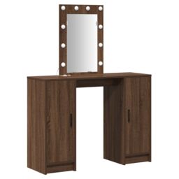 Berkfield Home Dressing Table with LED Lights¬†Brown Oak 102x33x135 cm in Brown - Size: 102 x 33 x 135 cm - thumbnail 2