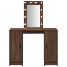 Berkfield Home Dressing Table with LED Lights¬†Brown Oak 102x33x135 cm in Brown - Size: 102 x 33 x 135 cm - thumbnail 5