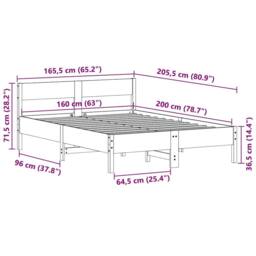 Berkfield Home Beautiful Bed Frame without Mattress Wax Brown 160x200 cm Solid W - thumbnail 9