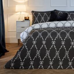 OHS Bow Lattice Microfibre Reversible Duvet Cover Set with Pillowcase in White - Size: King - thumbnail 2