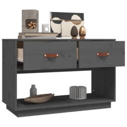 Berkfield Home TV Cabinet Grey 90x40x60 cm Solid Wood Pine - Size: 90 x 40 x 60 cm - thumbnail 5