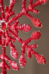 Dibor Red Beaded Snowflake Christmas Decorations Tree Topper - thumbnail 4