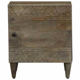 Berkfield Home Bedside Cabinet Light Grey 40x33x46 cm Solid Wood Mango - Size: 40 x 33 x 46 cm - thumbnail 3
