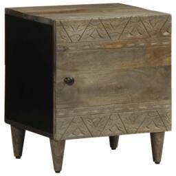 Berkfield Home Bedside Cabinet Light Grey 40x33x46 cm Solid Wood Mango - Size: 40 x 33 x 46 cm - thumbnail 2