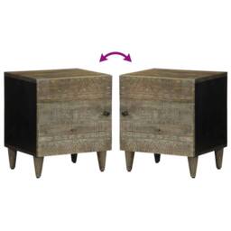 Berkfield Home Bedside Cabinet Light Grey 40x33x46 cm Solid Wood Mango - Size: 40 x 33 x 46 cm - thumbnail 6