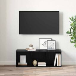 Berkfield Home TV Cabinet with Storage Black oak Engineered Wood - thumbnail 4