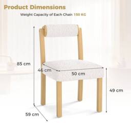 KORVIXA Kitchen Dining Room Chairs Set of 2-White in White - Size: 100 cm - thumbnail 2