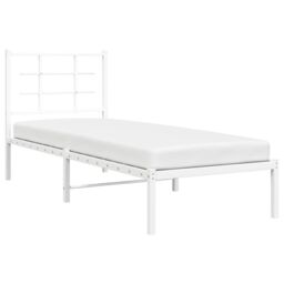 Berkfield Home Metal Bed Frame without Mattress with Headboard White 80x200cm - Size: 80x200 cm - thumbnail 4