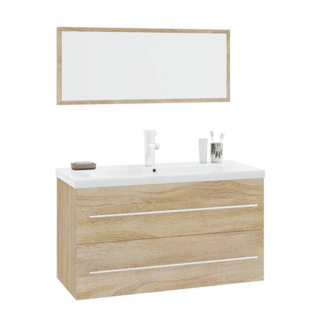 Berkfield Home 3 Piece Bathroom Furniture Set Sonoma Oak in Brown - image 1