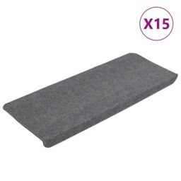 Berkfield Home Stair Mats Self-adhesive 15 pcs 65x24.5x3.5 cm Grey - Size: Medium - thumbnail 2
