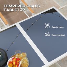 OUTSUNNY 5 Piece Garden Table & Chairs with Tempered Glass Table Top in Grey - thumbnail 5