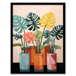 "Wee Blue Coo Wall Art Print Monstera Fanfare House Plant Nursery Living Room Framed - Size: W12"" x H16""" - thumbnail 1