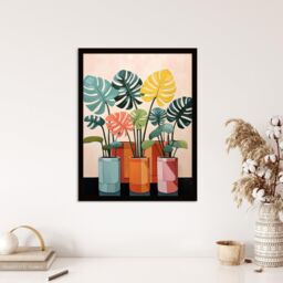 "Wee Blue Coo Wall Art Print Monstera Fanfare House Plant Nursery Living Room Framed - Size: W12"" x H16""" - thumbnail 4