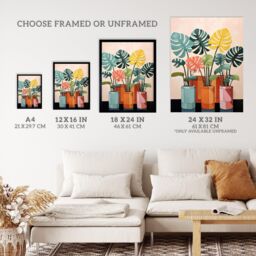 "Wee Blue Coo Wall Art Print Monstera Fanfare House Plant Nursery Living Room Framed - Size: W12"" x H16""" - thumbnail 3