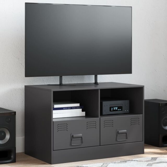 Berkfield Home TV Cabinet Black 67x39x44 cm Steel - Size: 67 x 39 x 44 cm - image 1