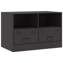 Berkfield Home TV Cabinet Black 67x39x44 cm Steel - Size: 67 x 39 x 44 cm - thumbnail 2