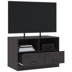 Berkfield Home TV Cabinet Black 67x39x44 cm Steel - Size: 67 x 39 x 44 cm - thumbnail 5