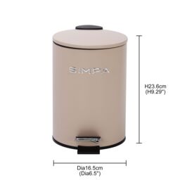 simpa 3L Slim Soft-Closing Pedal Dustbin in Taupe - thumbnail 5