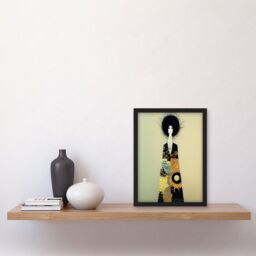 Artery8 Portrait of Beautiful Woman Gustav Klimt Style Dress Artwork Framed Wall Art Print A4 in Black - thumbnail 2