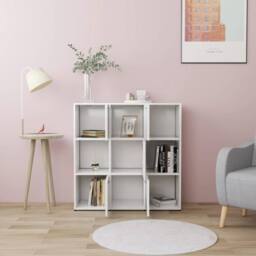 Berkfield Home Decorative Book Cabinet White 90x30x90 cm Engineered Wood - Size: 90 x 30 x 90 cm - thumbnail 1