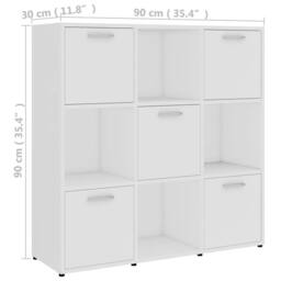 Berkfield Home Decorative Book Cabinet White 90x30x90 cm Engineered Wood - Size: 90 x 30 x 90 cm - thumbnail 8
