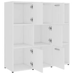 Berkfield Home Decorative Book Cabinet White 90x30x90 cm Engineered Wood - Size: 90 x 30 x 90 cm - thumbnail 5
