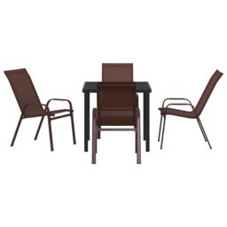 Berkfield Home 5 Piece Garden Dining Set Brown Textilene & Steel - thumbnail 7
