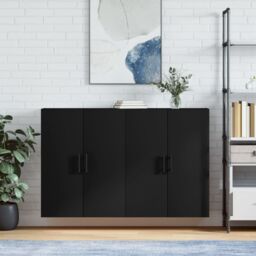Berkfield Home Wall Mounted Cabinets 2 pcs Black 69.5x34x90 cm - thumbnail 1