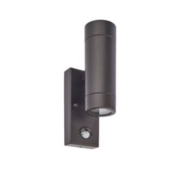 Netlighting Palin 2 Light Outdoor PIR Up Down Wall Light Matt Black Glass IP44 GU10 - thumbnail 2
