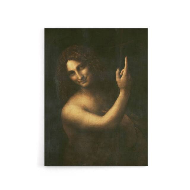 "Artery8 Saint John the Baptist da Vinci Vintage Canvas Wall Art in Black - Size: W18"" x H24""" - image 1