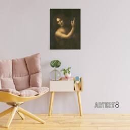 "Artery8 Saint John the Baptist da Vinci Vintage Canvas Wall Art in Black - Size: W18"" x H24""" - thumbnail 3