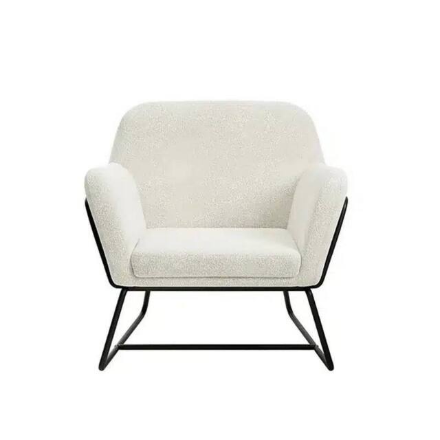 Lemon Pavilion Furniture Charles Armchair - L66 x W75.5 x H76.5 cm - Ivory/Black Matte in White - Size: 1 Pack - image 1