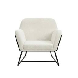 Lemon Pavilion Furniture Charles Armchair - L66 x W75.5 x H76.5 cm - Ivory/Black Matte in White - Size: 1 Pack - thumbnail 1
