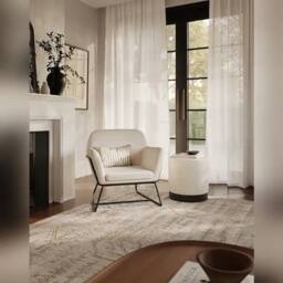 Lemon Pavilion Furniture Charles Armchair - L66 x W75.5 x H76.5 cm - Ivory/Black Matte in White - Size: 1 Pack - thumbnail 5