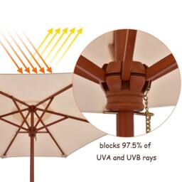 Costway 3 in 1 Picnic Table Outdoor Activity Table w/ Removable Umbrella in Brown - thumbnail 6