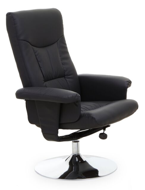 Orsina Functional Grey Leather Effect Recliner, Comfortable Retro Recliner For Livingroom, Modern Swivel Recliner in Black - image 1