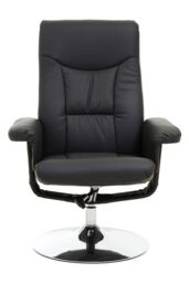 Orsina Functional Grey Leather Effect Recliner, Comfortable Retro Recliner For Livingroom, Modern Swivel Recliner in Black - thumbnail 5