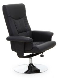 Orsina Functional Grey Leather Effect Recliner, Comfortable Retro Recliner For Livingroom, Modern Swivel Recliner in Black - thumbnail 7