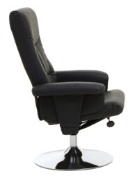 Orsina Functional Grey Leather Effect Recliner, Comfortable Retro Recliner For Livingroom, Modern Swivel Recliner in Black - thumbnail 2
