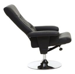 Orsina Functional Grey Leather Effect Recliner, Comfortable Retro Recliner For Livingroom, Modern Swivel Recliner in Black - thumbnail 3