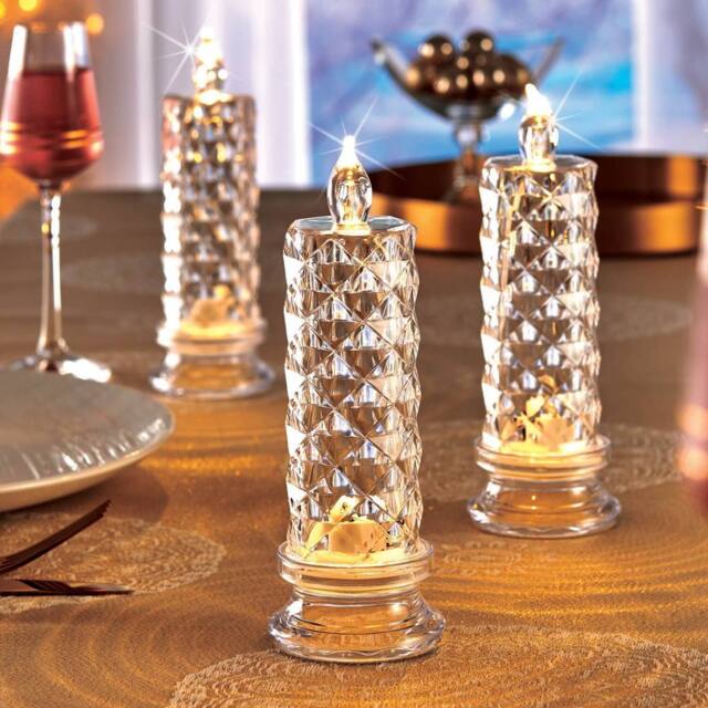Coopers of Stortford Set of 3 Clear LED Candles with Crystal Effect