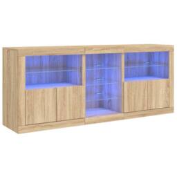 Berkfield Home Sideboard with LED Lights Sonoma Oak 181.5x37x67 cm in Light Brown - thumbnail 1